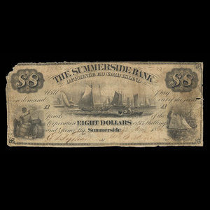 Canada, Summerside Bank of Prince Edward Island, 8 dollars : January 22, 1866