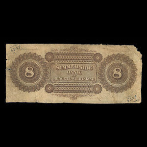 Canada, Summerside Bank of Prince Edward Island, 8 dollars : January 22, 1866