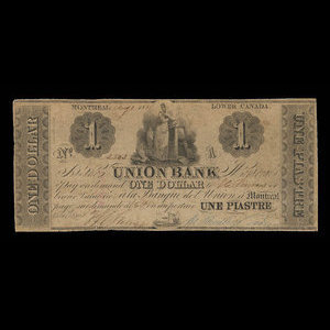 Canada, Union Bank, 1 dollar : August 1, 1838