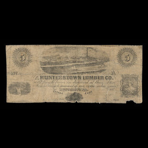 Canada, Hunterstown Lumber Co., 5 cents : 1865