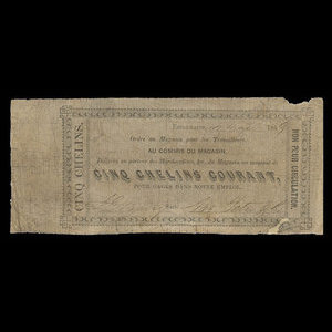 Canada, Naz. Tetu & Co., 5 chelins : May 14, 1859