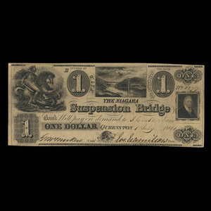 Canada, Niagara Suspension Bridge Bank, 1 dollar : July 1, 1841