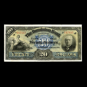 Canada, Dominion Bank, 20 dollars : October 1, 1909