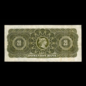 Canada, Dominion Bank, 20 dollars : October 1, 1909