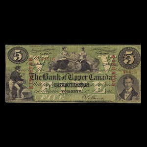 Canada, Bank of Upper Canada (York), 5 dollars : January 1, 1861