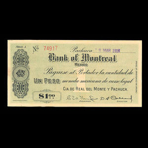 Mexico, Bank of Montreal, 1 peso : March 18, 1915