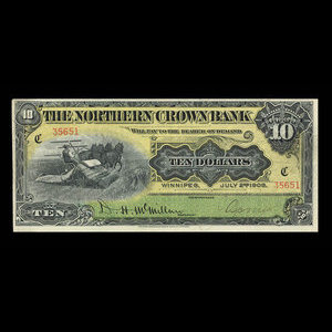 Canada, Northern Crown Bank, 10 dollars : July 2, 1908