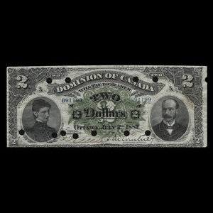 Canada, Dominion of Canada, 2 dollars : July 2, 1887