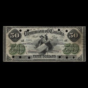 Canada, Dominion of Canada, 50 dollars : March 1, 1872