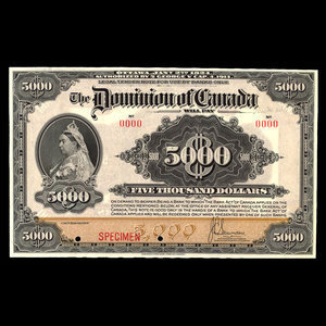 Canada, Dominion of Canada, 5,000 dollars : January 2, 1924