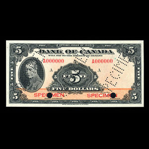 Canada, Bank of Canada, 5 dollars : 1935