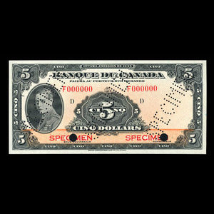 Canada, Bank of Canada, 5 dollars : 1935