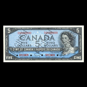 Canada, Bank of Canada, 5 dollars : 1954