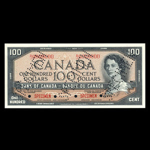 Canada, Bank of Canada, 100 dollars : 1954