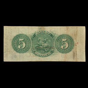 Canada, Bank of Montreal, 5 dollars : January 3, 1859