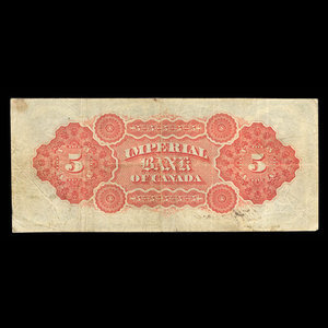 Canada, Imperial Bank of Canada, 5 dollars : October 1, 1896