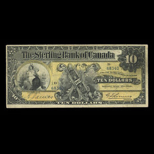 Canada, Sterling Bank of Canada, 10 dollars : April 25, 1906