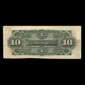 Canada, Western Bank of Canada, 10 dollars : October 2, 1882