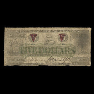 Canada, Bank of British North America, 5 dollars : December 1, 1862