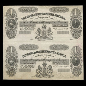 Canada, Bank of British North America, 1 dollar : December 1, 1868