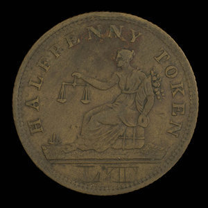 Canada, unknown, 1/2 penny : 1820