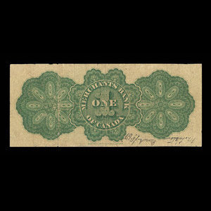 Canada, Merchants Bank of Canada (The), 1 dollar : March 2, 1868