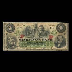 Canada, Stadacona Bank, 4 dollars : April 2, 1874