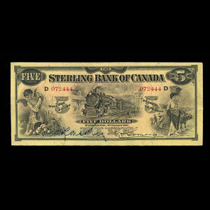 Canada, Sterling Bank of Canada, 5 dollars : January 1, 1914