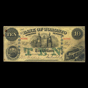 Canada, Bank of Toronto (The), 10 dollars : June 1, 1892