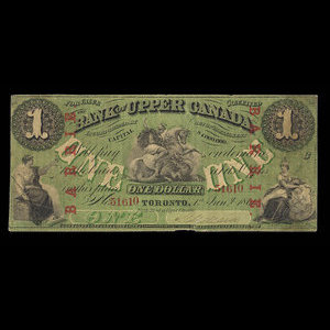 Canada, Bank of Upper Canada (York), 1 dollar : January 1, 1861