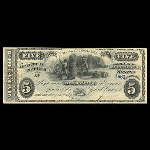 Canada, Jewett & Pitcher, 5 dollars : December 1, 1873