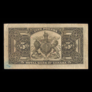 Jamaica, Royal Bank of Canada, 5 pounds : January 3, 1938