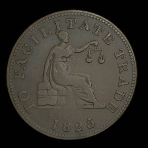 Canada, unknown, 1/2 penny : 1825