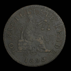 Canada, unknown, 1/2 penny : 1825