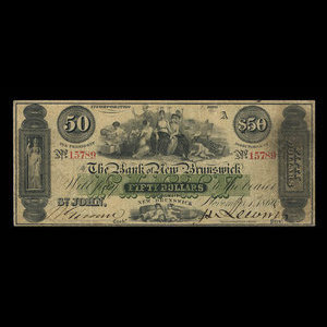 Canada, Bank of New Brunswick, 50 dollars : November 1, 1860