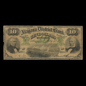 Canada, Niagara District Bank, 10 dollars : July 1, 1872