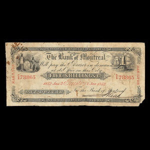 Canada, Bank of Montreal, 1 dollar : January 3, 1852