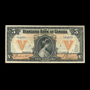 Canada, Standard Bank of Canada, 5 dollars : January 2, 1919