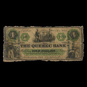 Canada, Quebec Bank, 4 dollars : January 2, 1863