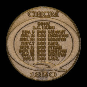 Canada, CHQM 1320 Vancouver, no denomination :