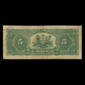 Canada, Ontario Bank, 5 dollars : July 3, 1882