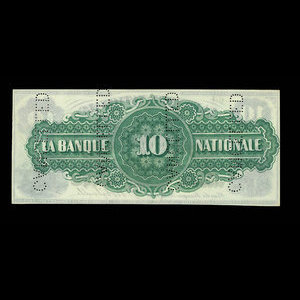 Canada, La Banque Nationale (National Bank), 10 dollars : January 2, 1873