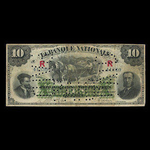 Canada, La Banque Nationale (National Bank), 10 dollars : January 2, 1891