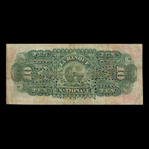 Canada, La Banque Nationale (National Bank), 10 dollars : January 2, 1891