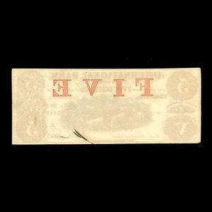 Canada, International Bank of Canada, 5 dollars : September 15, 1858