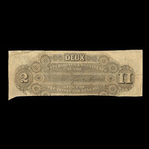 Canada, Molsons Bank, 2 piastres : October 1, 1853