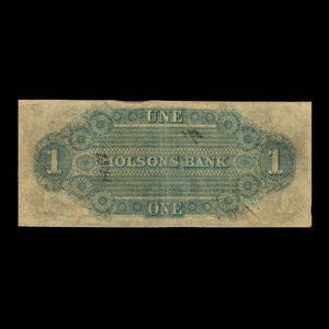 Canada, Molsons Bank, 1 piastre : October 1, 1855