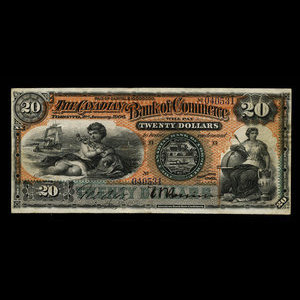 Canada, Canadian Bank of Commerce, 20 dollars : January 2, 1906