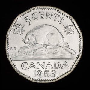 Canada, Elizabeth II, 5 cents : 1953