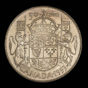 Canada, Elizabeth II, 50 cents : 1953